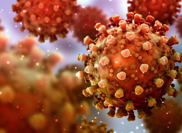 Artistic rendering of SARS-CoV-2, the virus that causes COVID-19