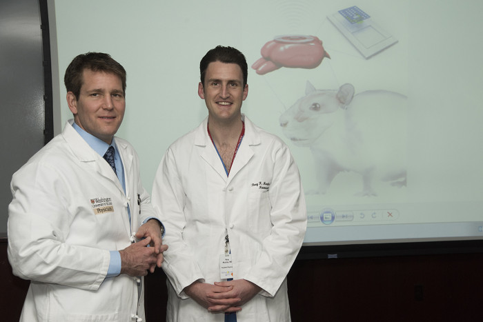 Neurosurgeons Wilson Z. "Zack" Ray, MD, and Rory K. J. Murphy, MD, led the Washington University team that helped develop tiny brain sensors that monitor pressure in the skull before dissolving.