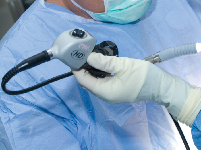 A surgeon performs video-assisted thoracoscopic surgery (VATS).